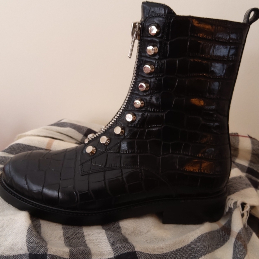 Jeffrey Campbell Tonette Studded Croc Combat Boot